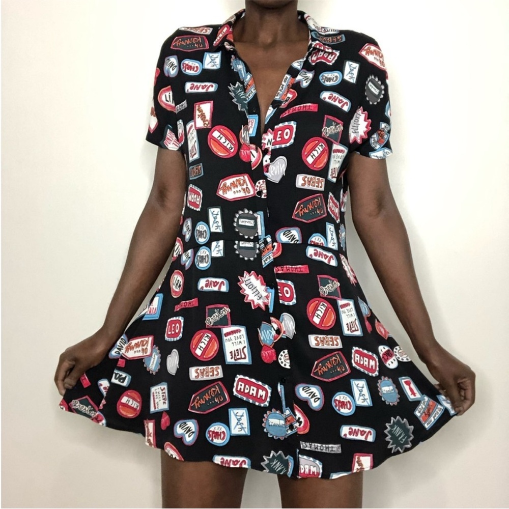 Zara Boys Names Mini Button Front Shirt Dress S - Picture 3 of 7